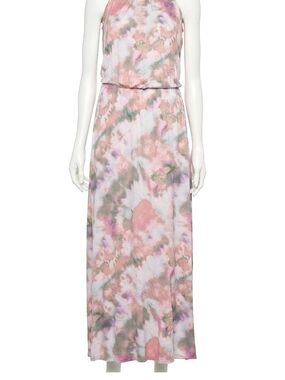 SO High Neck Slit Maxi Dress  Tie-Dye in Pastel Pink